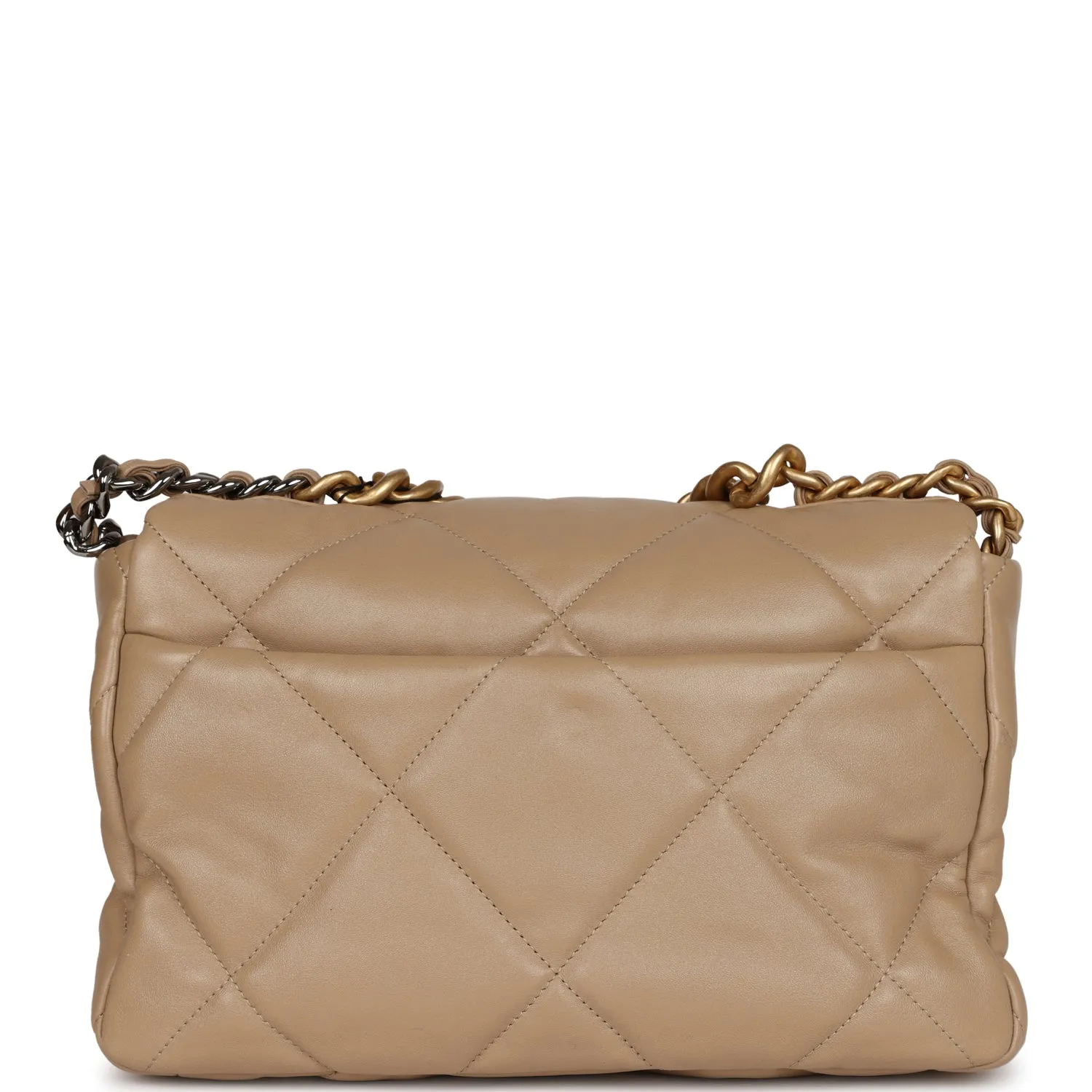 Chanel Large 19 Flap Bag Dark Beige Lambskin Mixed Hardware