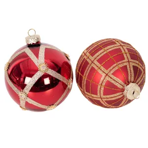 Christmas Red & Gold Glass Bauble Tree Decoration 10cm