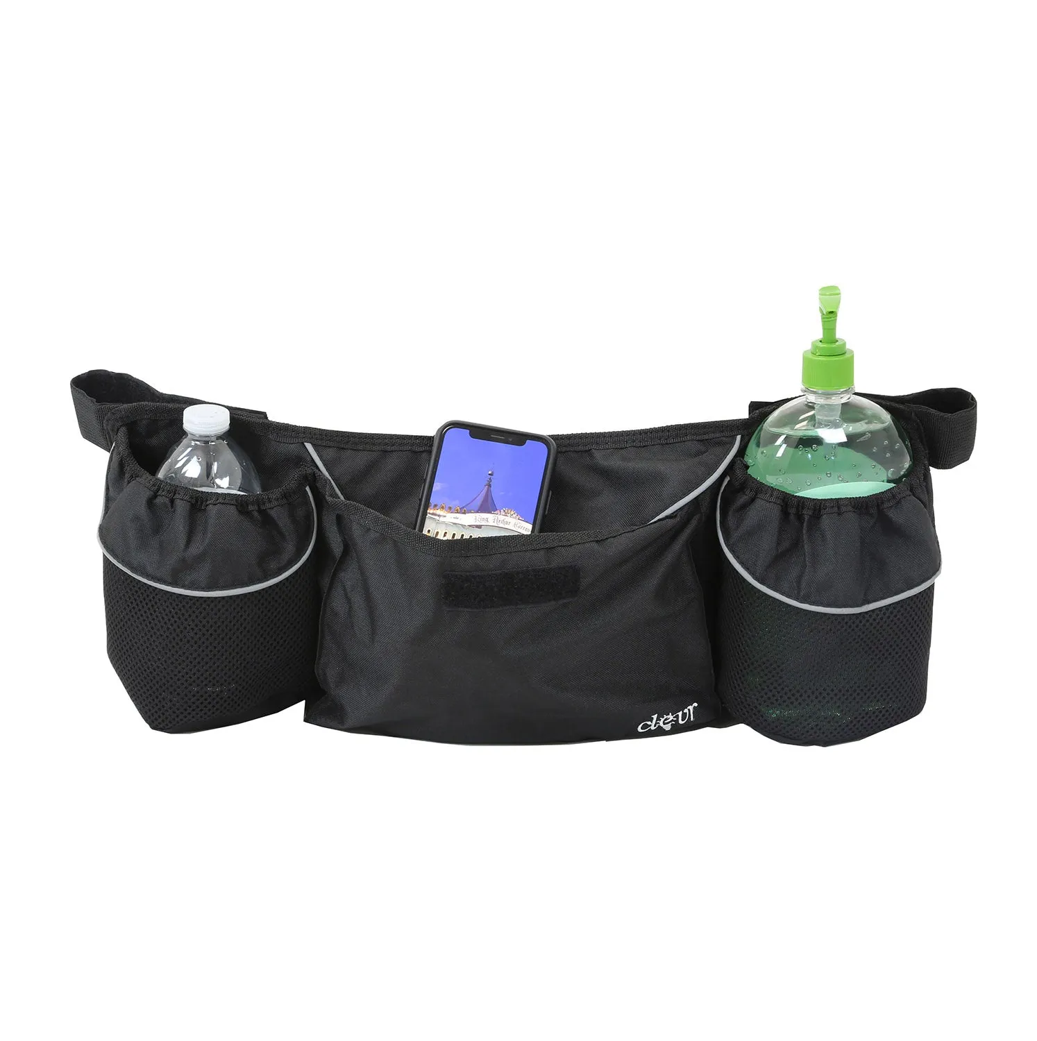 ClevrPlus Bike Trailer Storage Bag & Cup Holder, Black