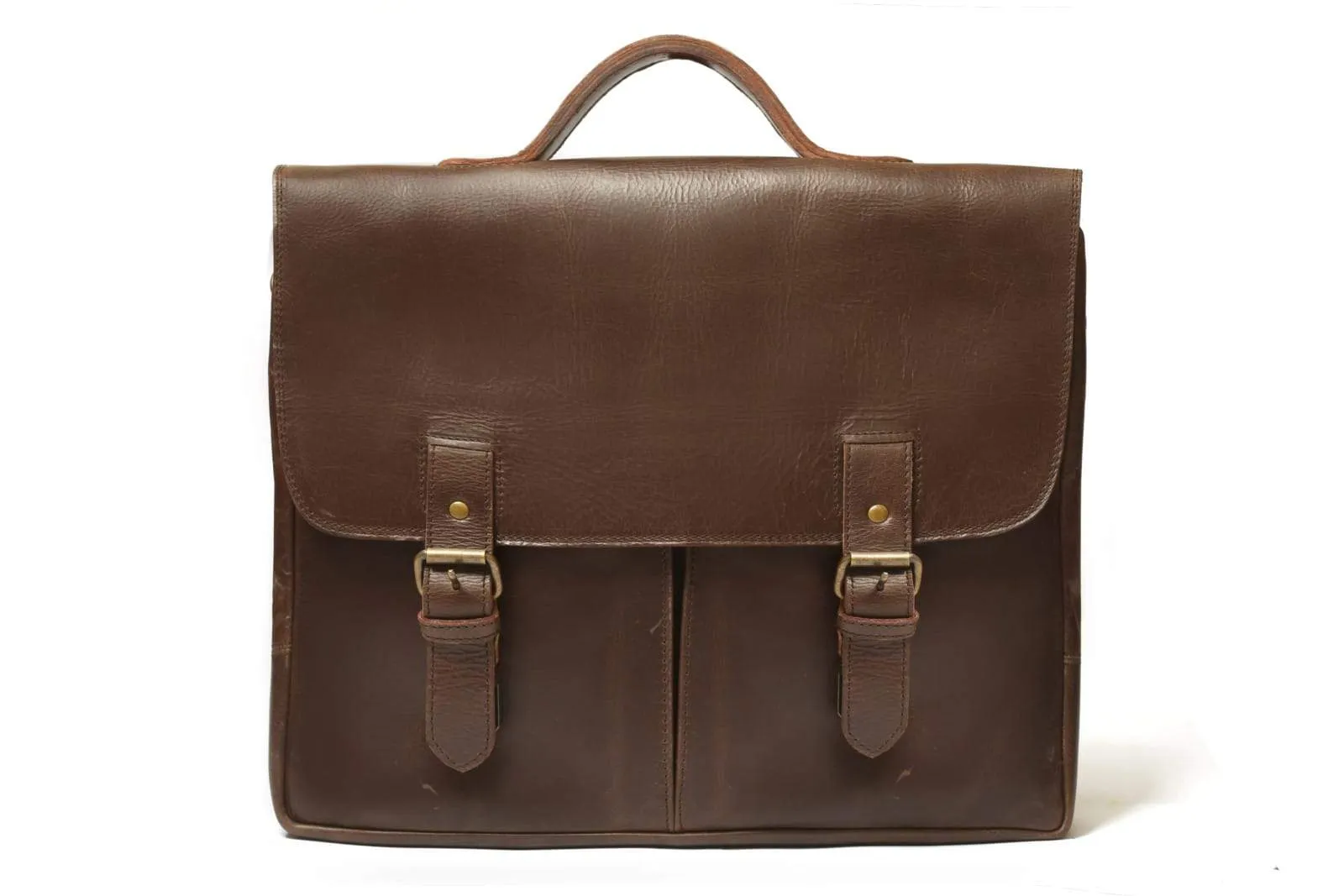 Commuter 14" leather messenger bag - Antique Brown