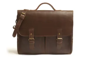 Commuter 14" leather messenger bag - Antique Brown