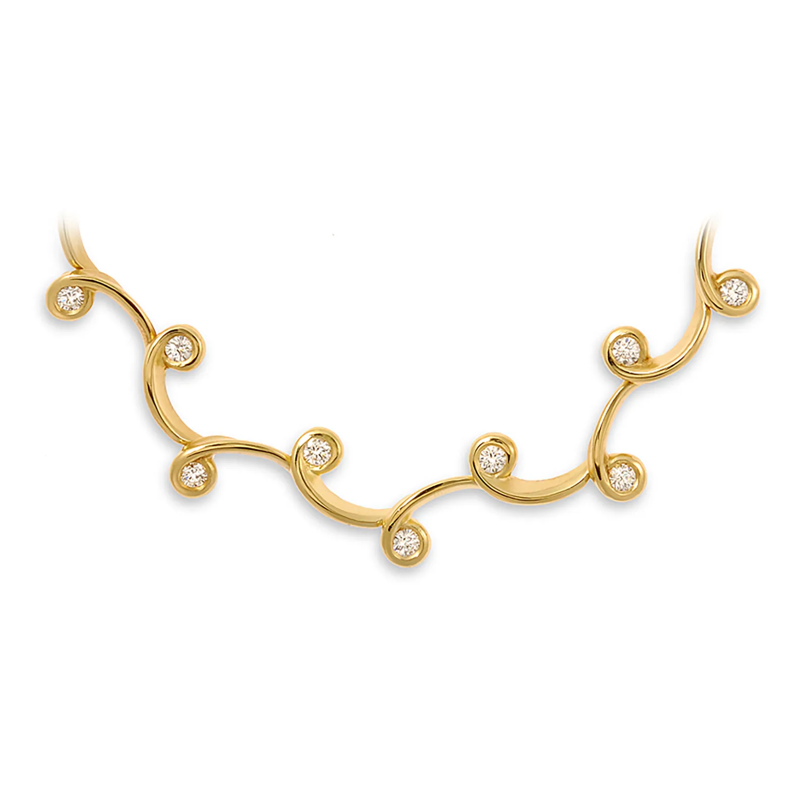 Contour Diamond and Yellow Gold Link Necklace