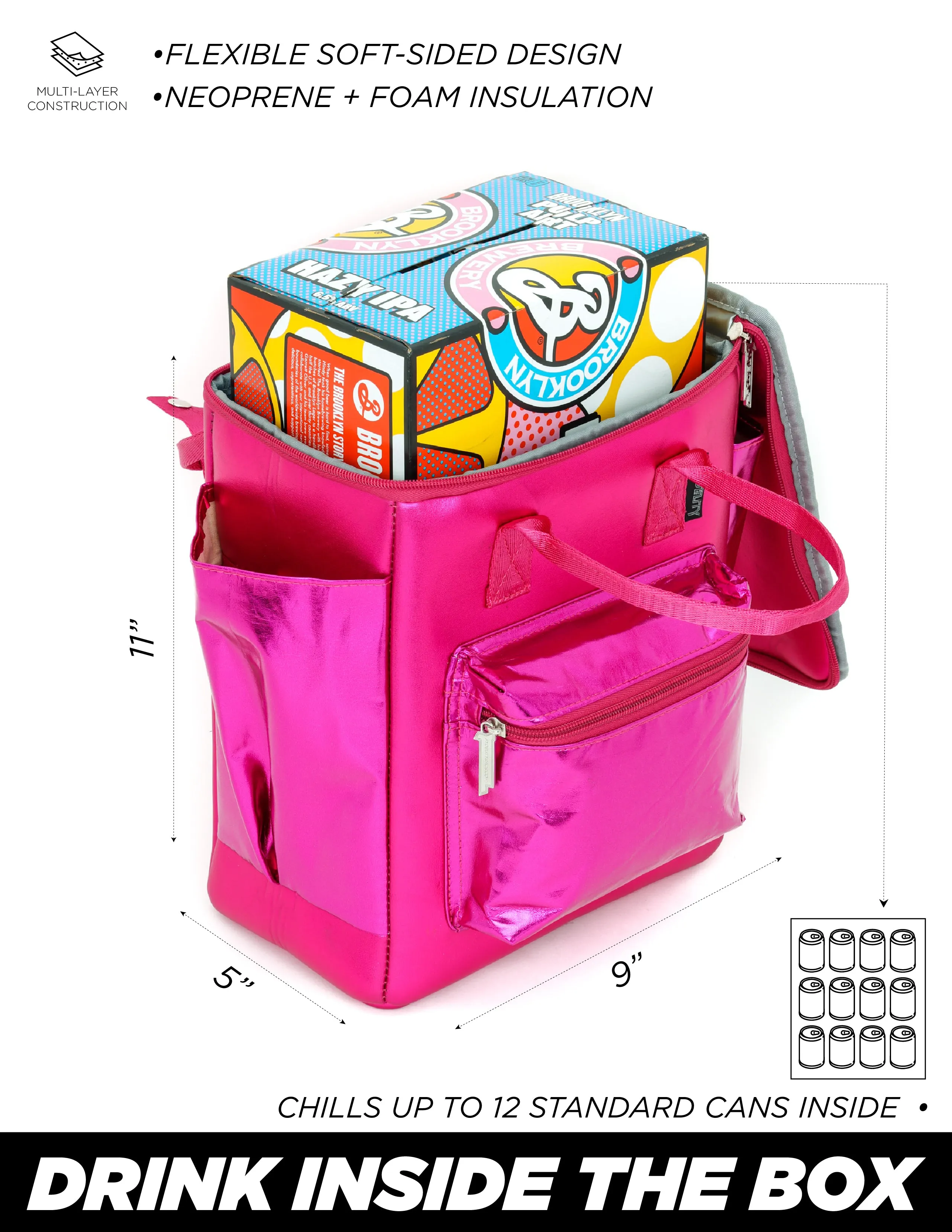 Cooler / Lunch Bag | 12-Pack Standard Can | Pink