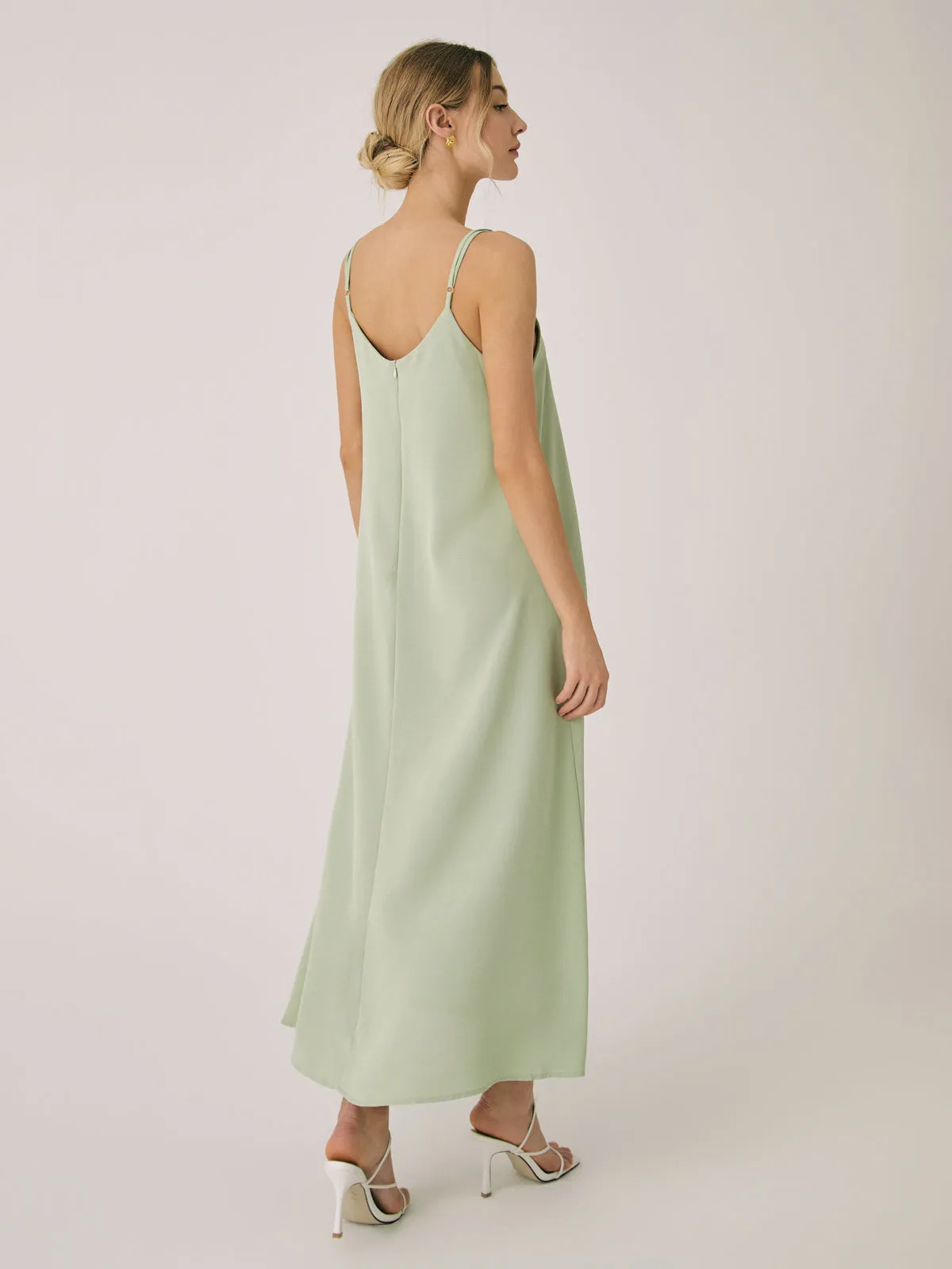 Cotton Blends Graceful Pleated Long Dress