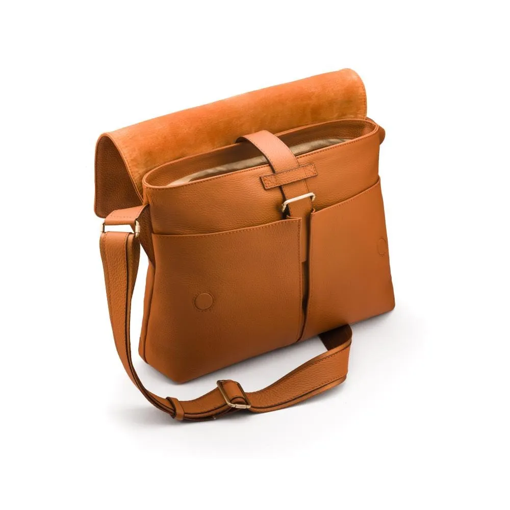 Courier's Leather Messenger Bag - Tan Pebble Grain