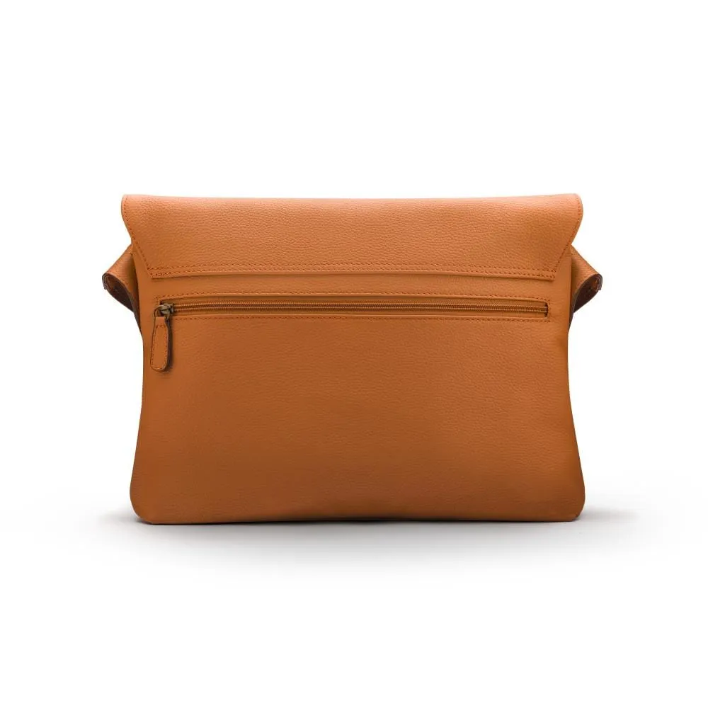 Courier's Leather Messenger Bag - Tan Pebble Grain