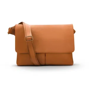 Courier's Leather Messenger Bag - Tan Pebble Grain