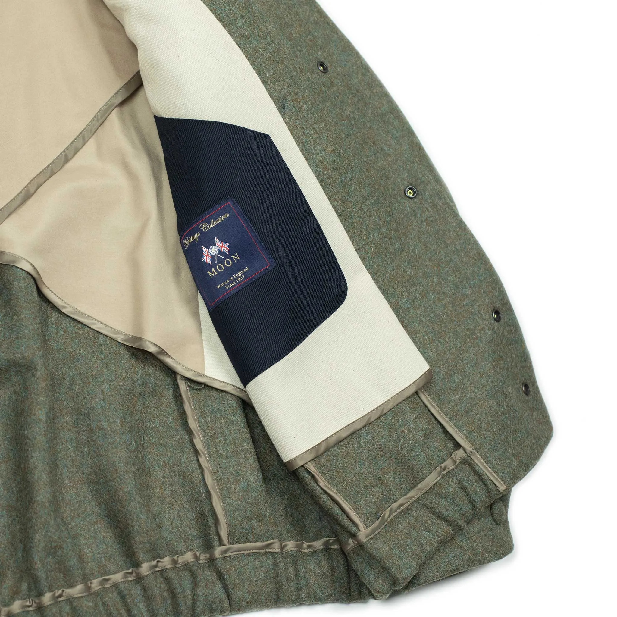 CPO jacket in sea moss green English melton wool (10th anniversary capsule)