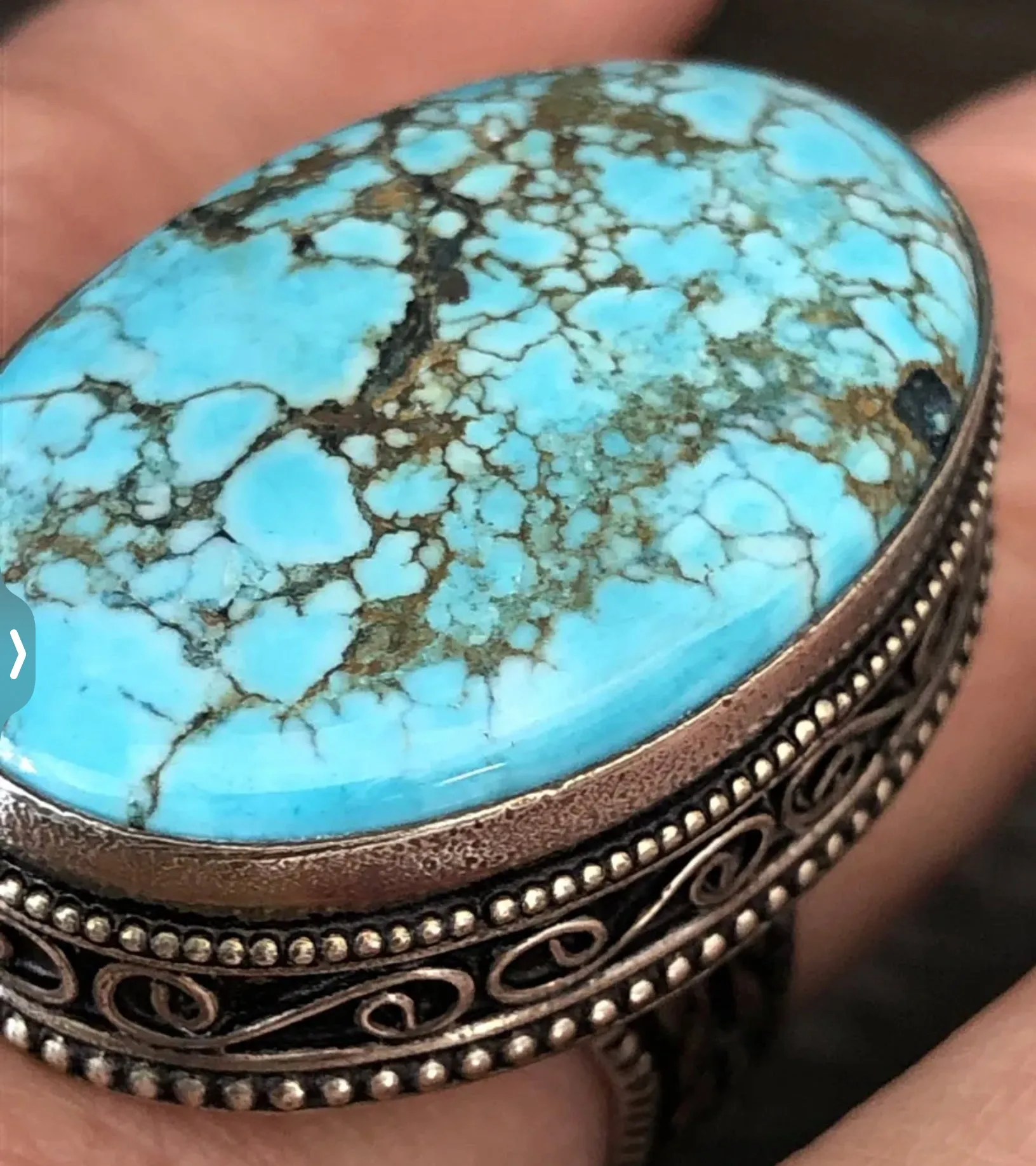 Cripple Creek Big Oval Turquoise Ring 8