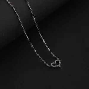 Crystal Adorned Love Necklace | Silver