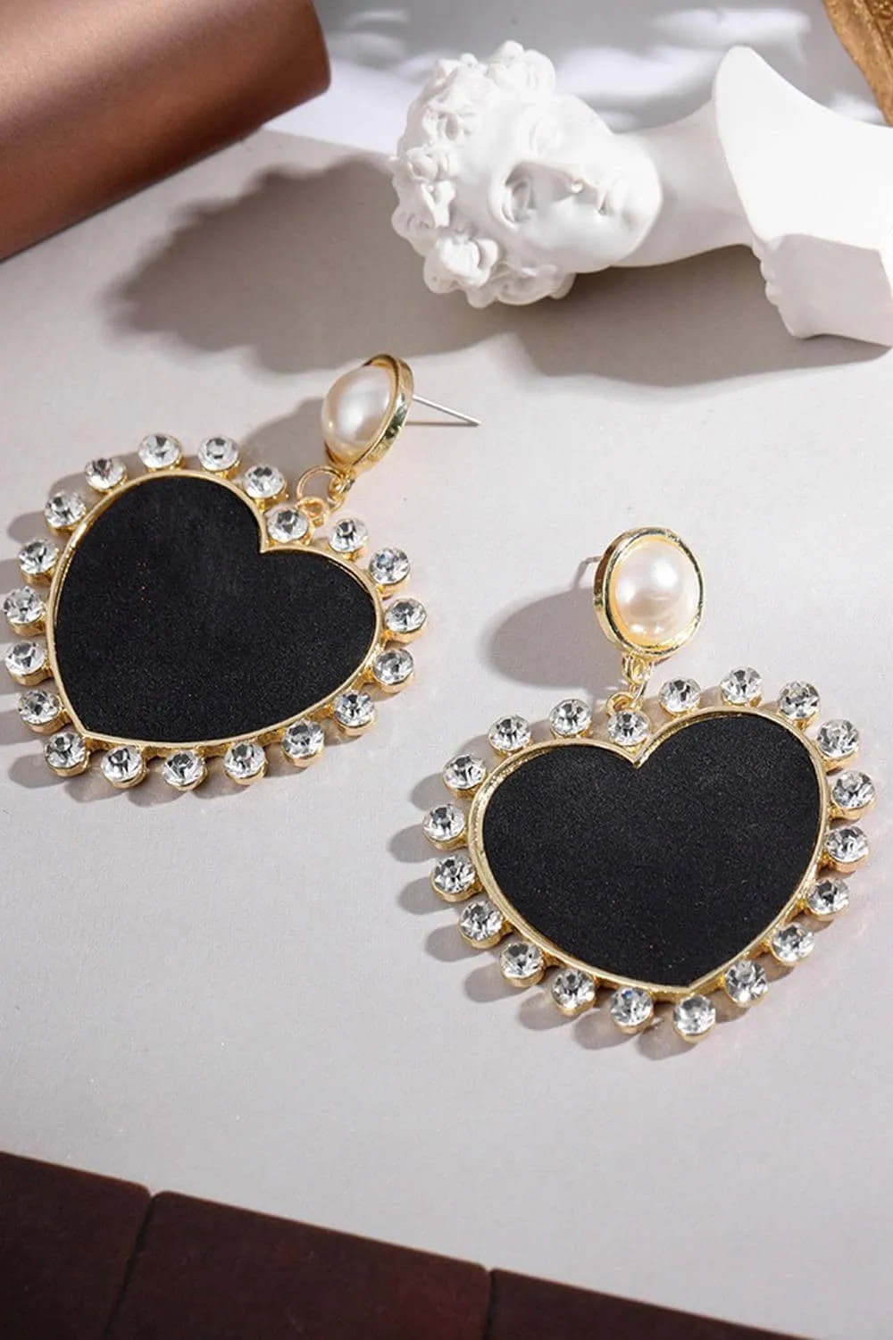 Crystal Decrotion Heart Drop Earrings