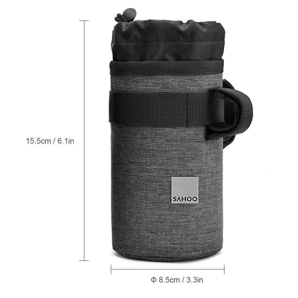 Cycling Insulated Water Bottle Pouch Drawstring Water Bottle Bag Bike Handlebar Bag