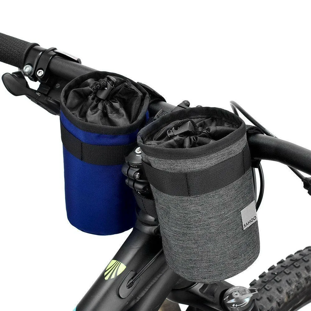 Cycling Insulated Water Bottle Pouch Drawstring Water Bottle Bag Bike Handlebar Bag