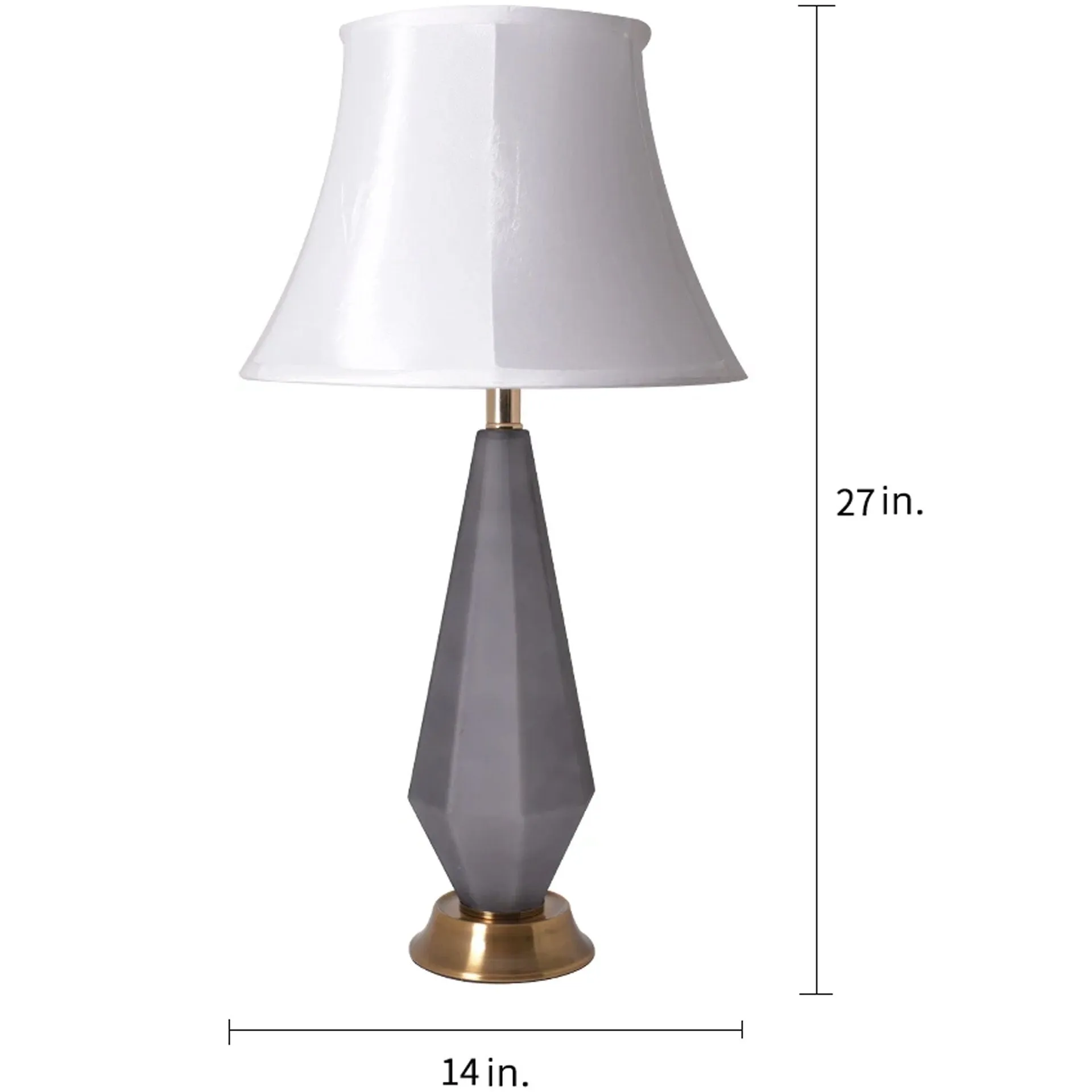 Diamant Big Faceted Frosted Glass Table Lamp 27" - Gray/Off White (Set of 2)