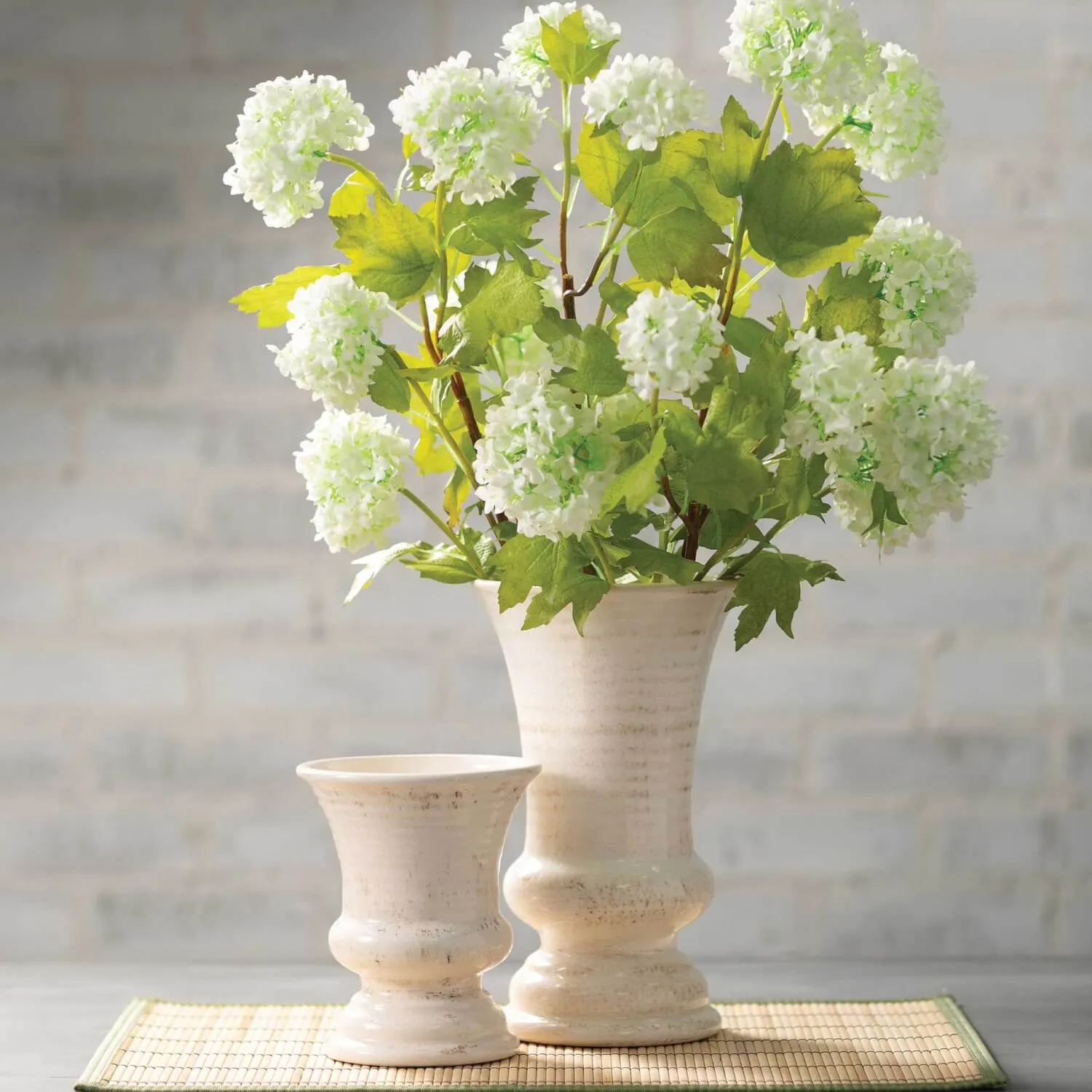 Distressed White Ceramic Farmhouse Urn