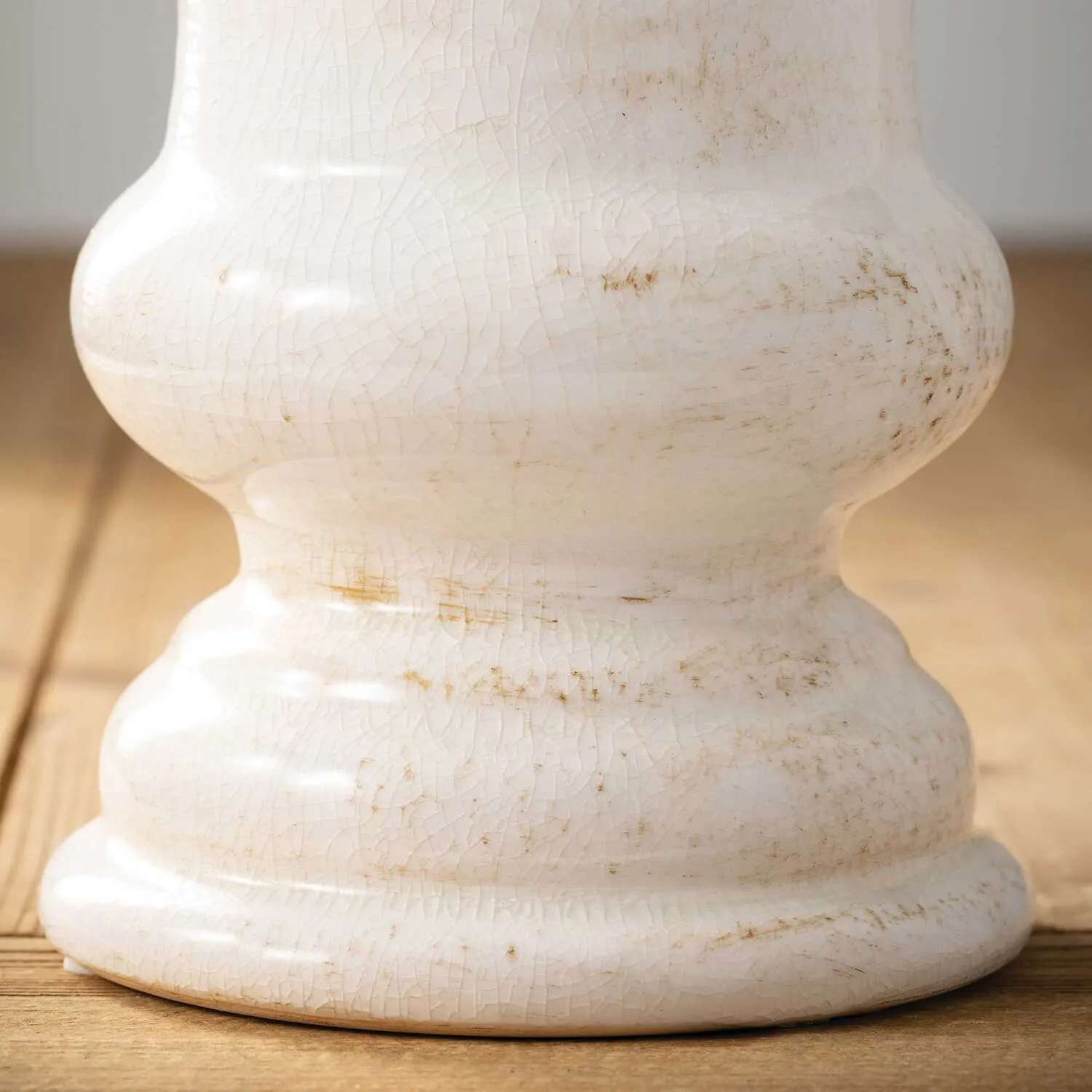 Distressed White Ceramic Farmhouse Urn