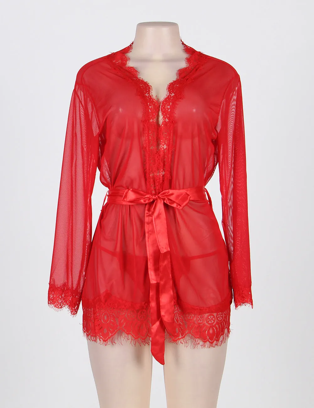 Divine Comfort Red Sheer Lace Robe