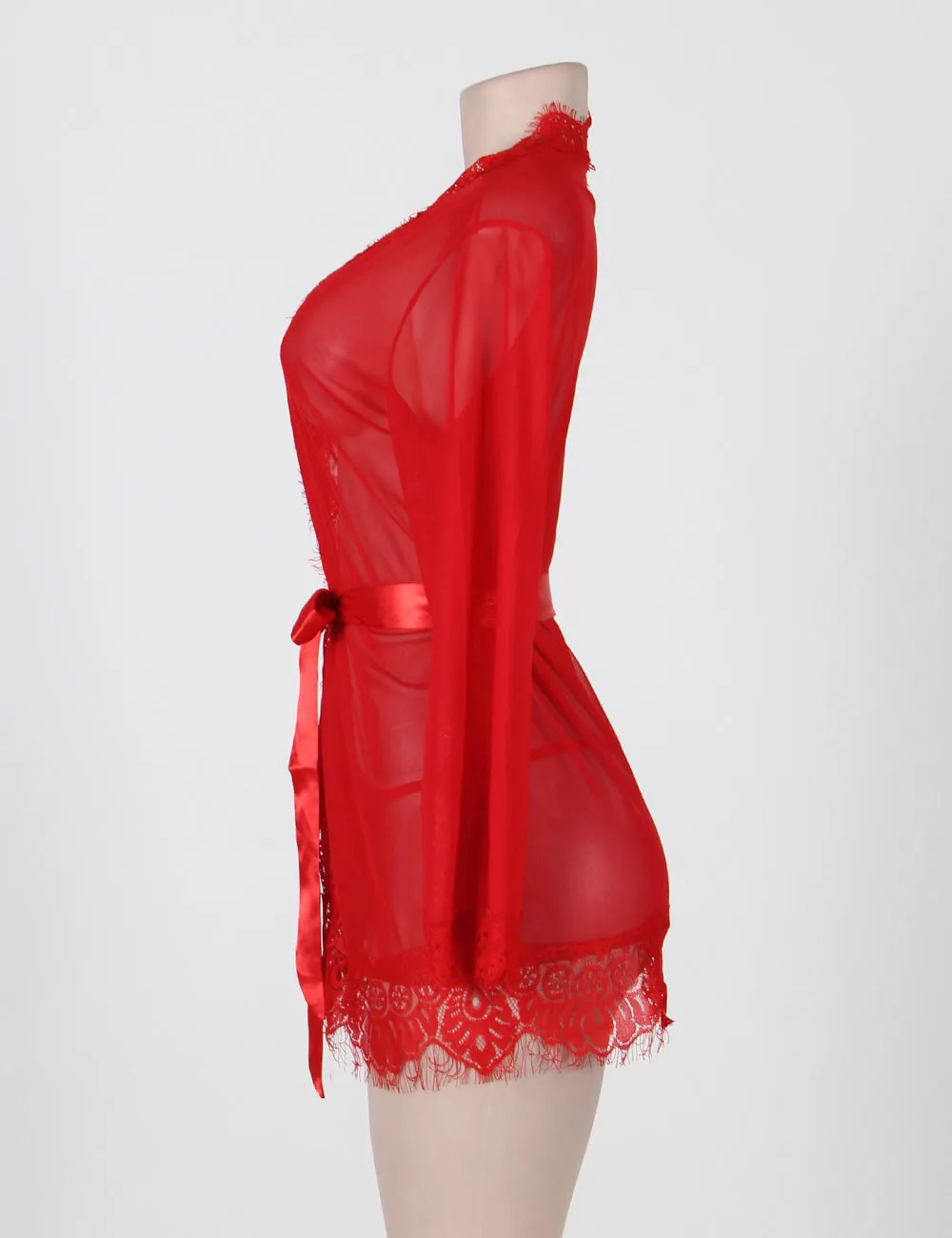 Divine Comfort Red Sheer Lace Robe