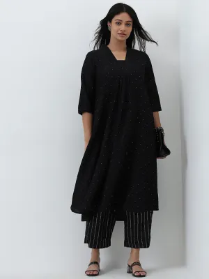 Diza Black Embellished A-line Kurta