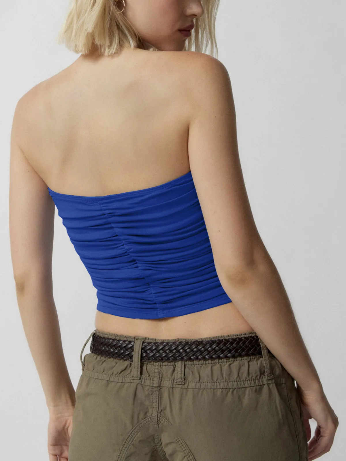 Drawstring Ruched Graceful Crop Tube Top