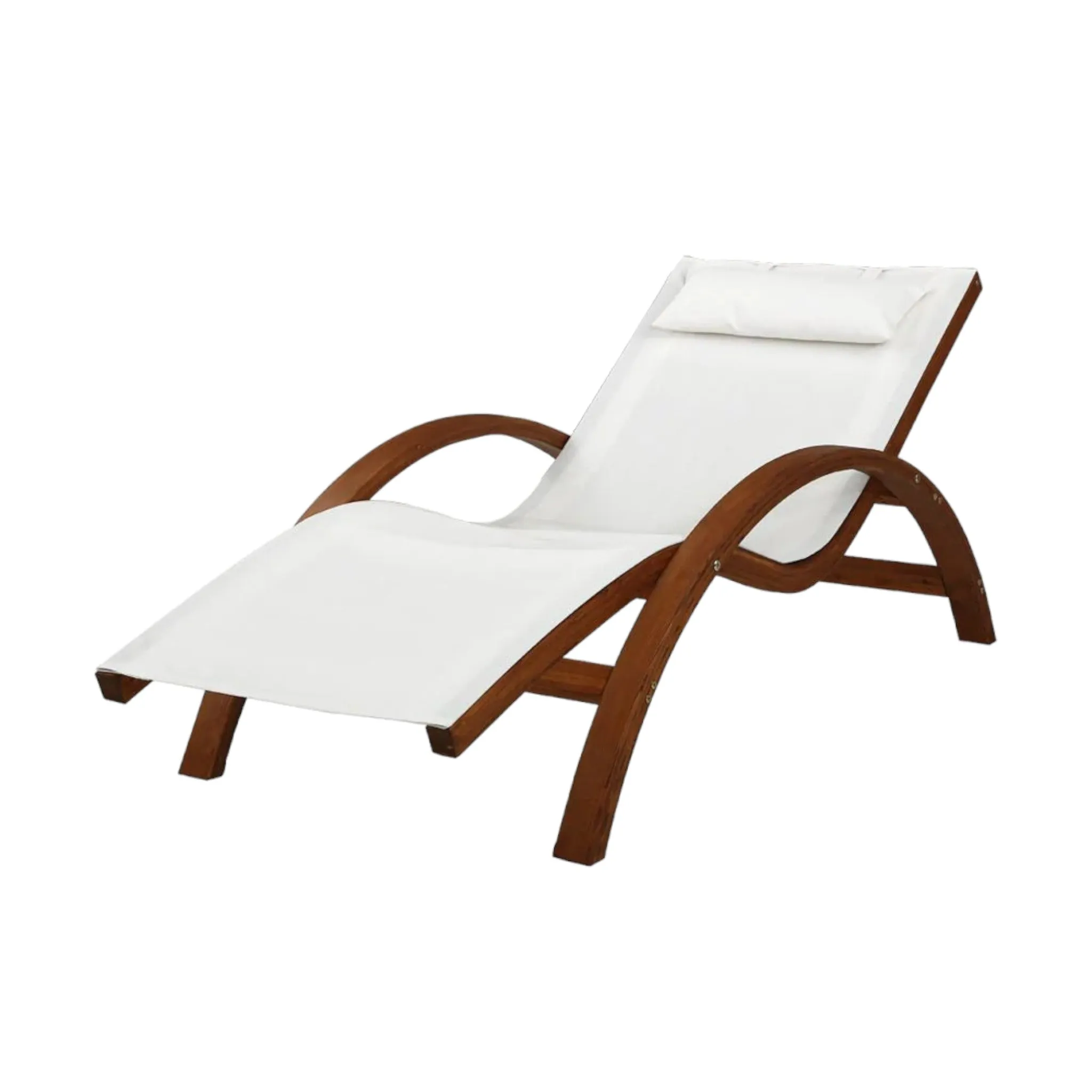 Dreobe Outdoor Wooden Day Bed Chair Sunlounger - White