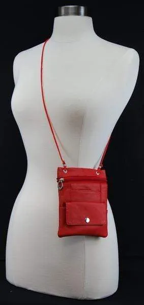 Elegance Look Leather Cross Body Bag Leather Shoulder Purse w Zipper Pocket Different Colors 1410 (C)