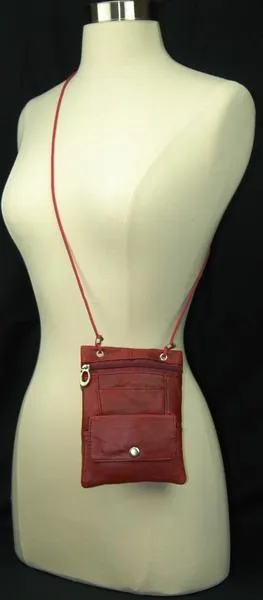 Elegance Look Leather Cross Body Bag Leather Shoulder Purse w Zipper Pocket Different Colors 1410 (C)