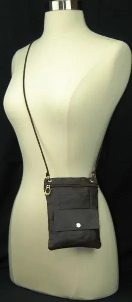 Elegance Look Leather Cross Body Bag Leather Shoulder Purse w Zipper Pocket Different Colors 1410 (C)