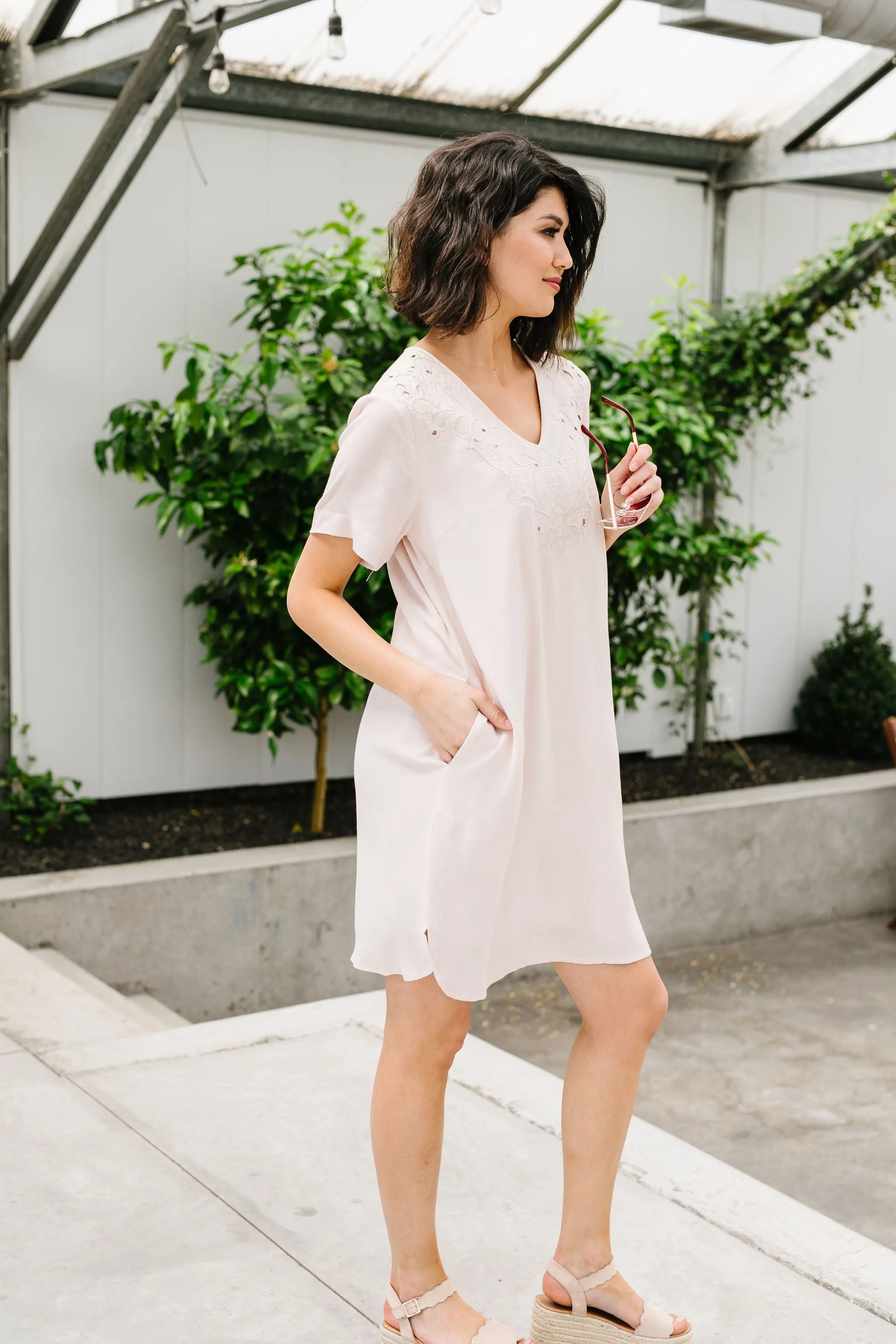 Elegantly Embroidered Shirt Dress