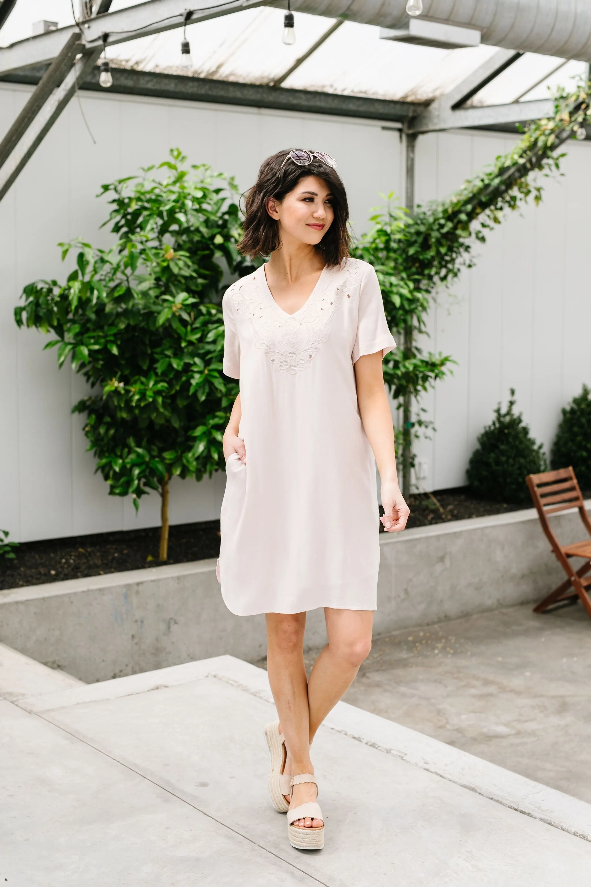 Elegantly Embroidered Shirt Dress