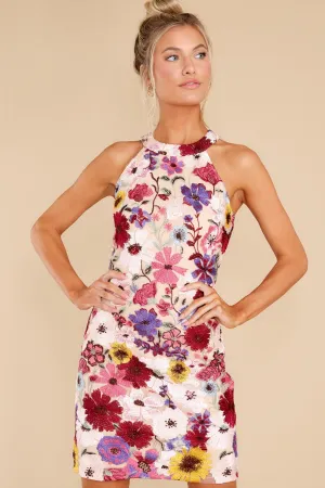 Elegantly Enchanted Fuchsia Multi Floral Dress