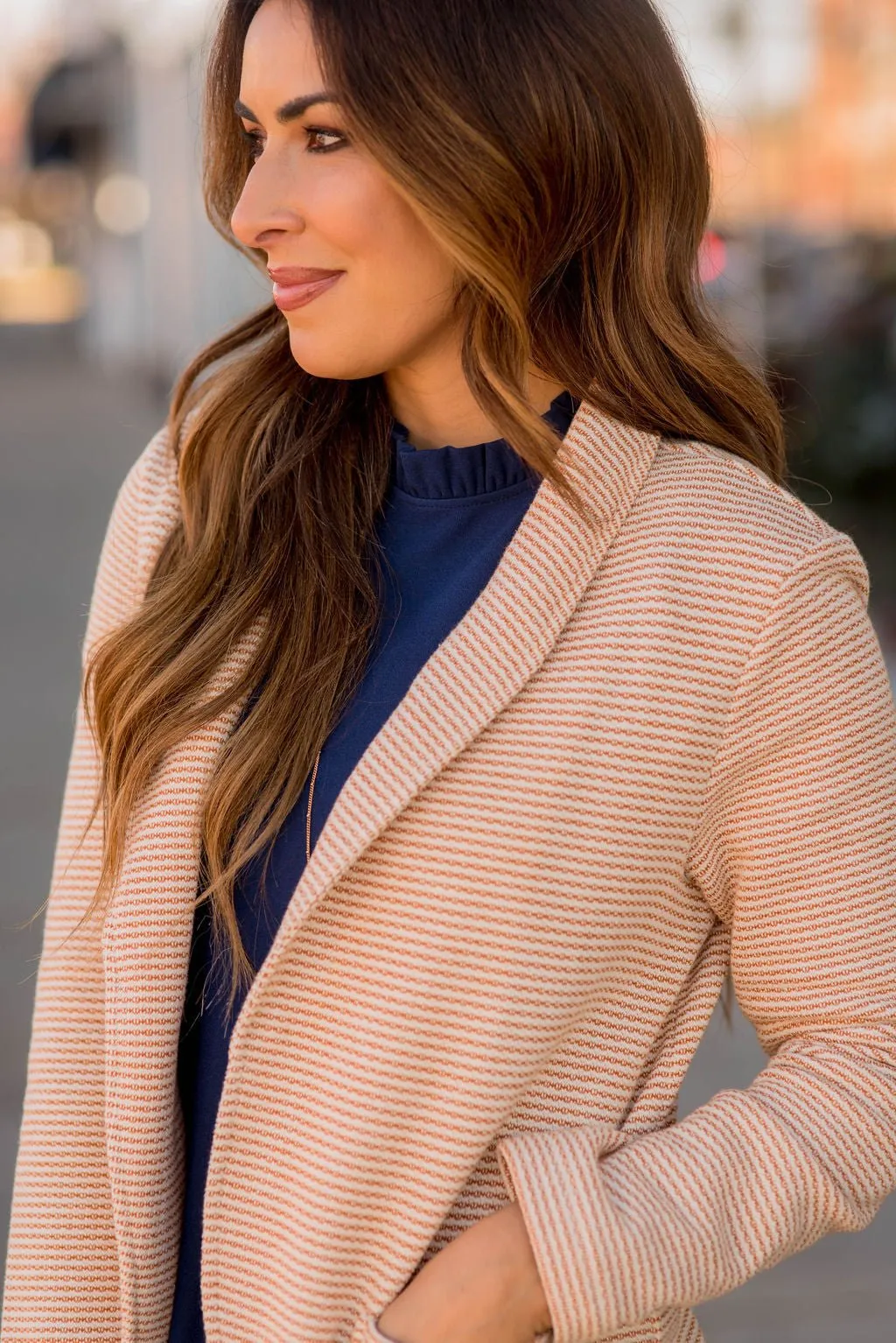 Elegantly Micro Striped Blazer