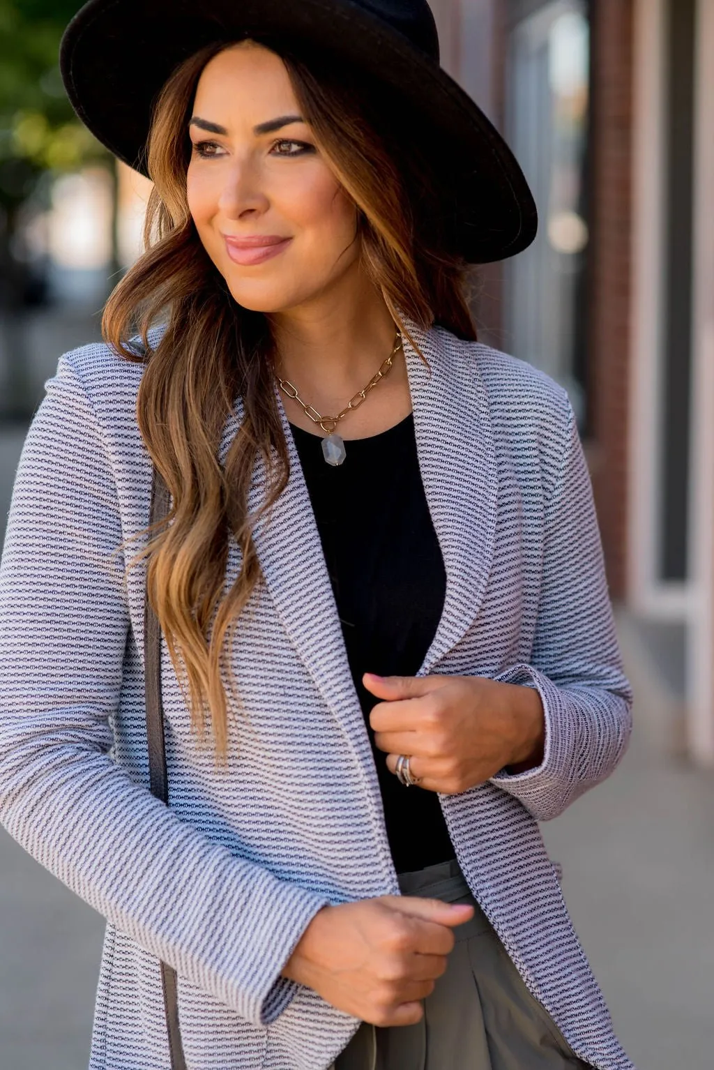 Elegantly Micro Striped Blazer