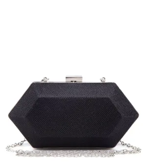 Empire Black Hexagon Box Clutch Bag