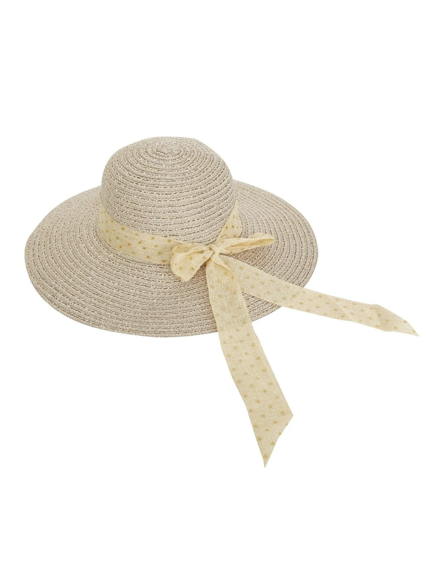 FabSeasons Beige Beach Hat with ribbon