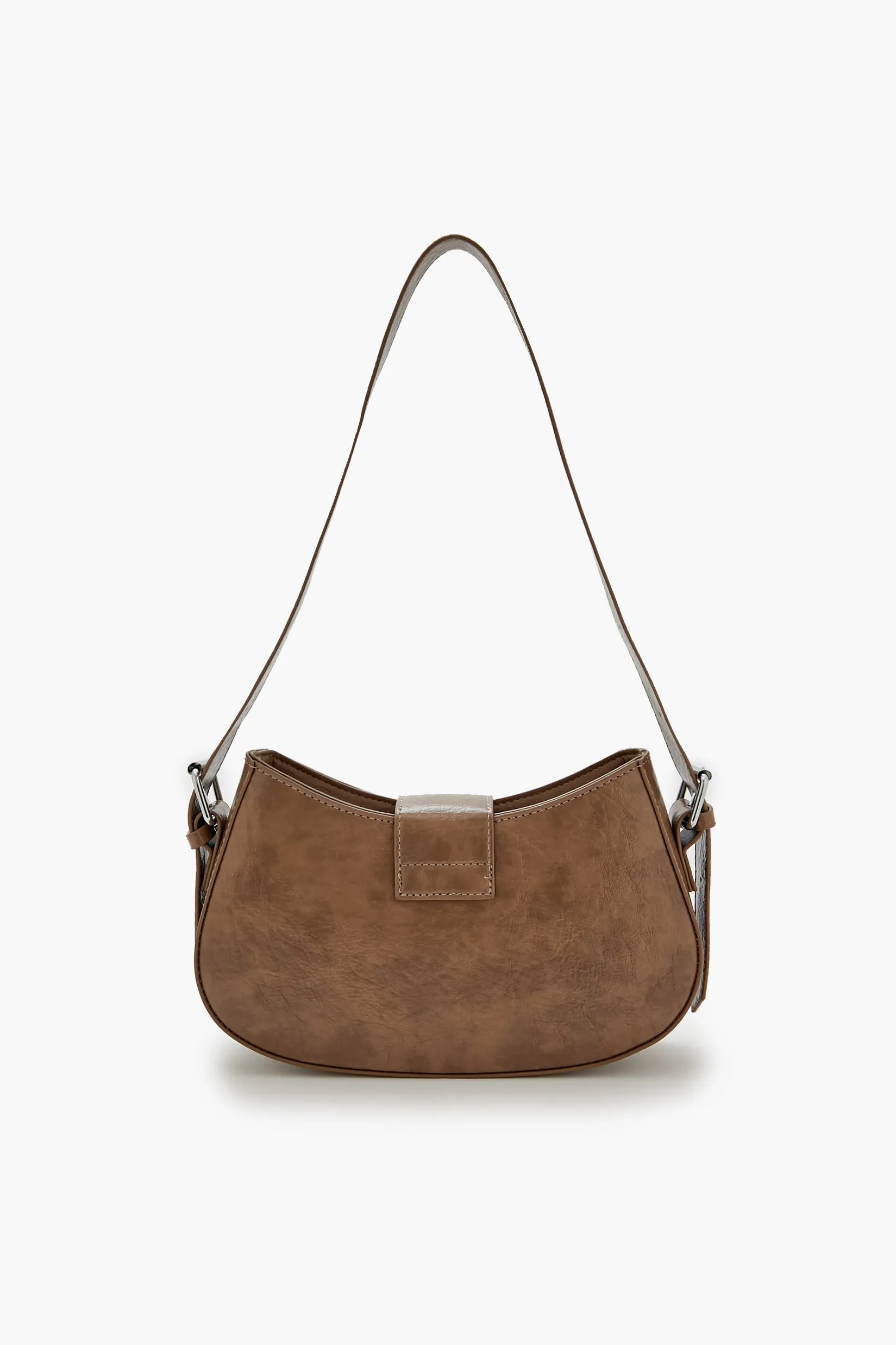 Faux Leather Buckled Shoulder Bag