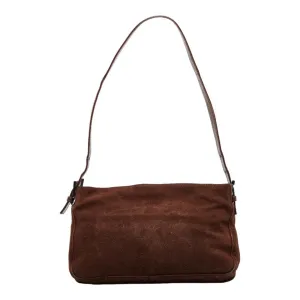 FENDI mamma bucket one shoulder bag brown canvas leather ladies