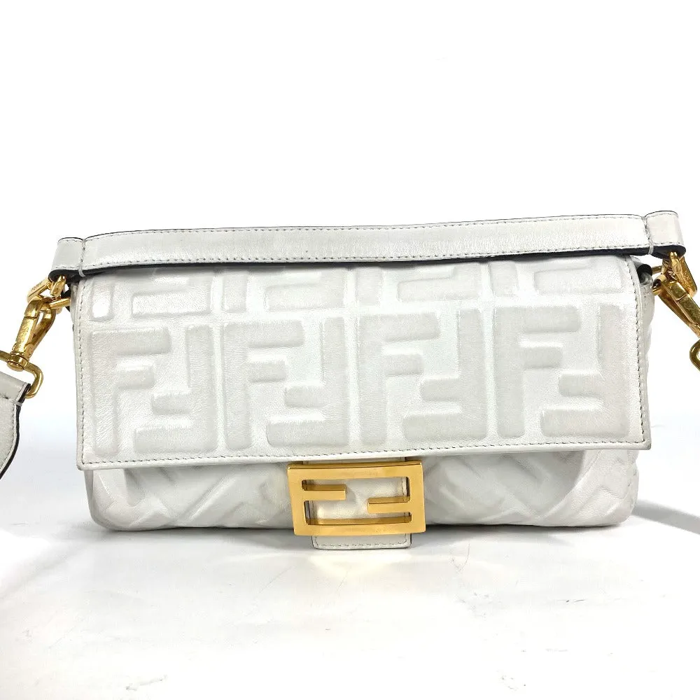 FENDI Shoulder Bag 8BR600 leather white Zucca Mamma Bucket