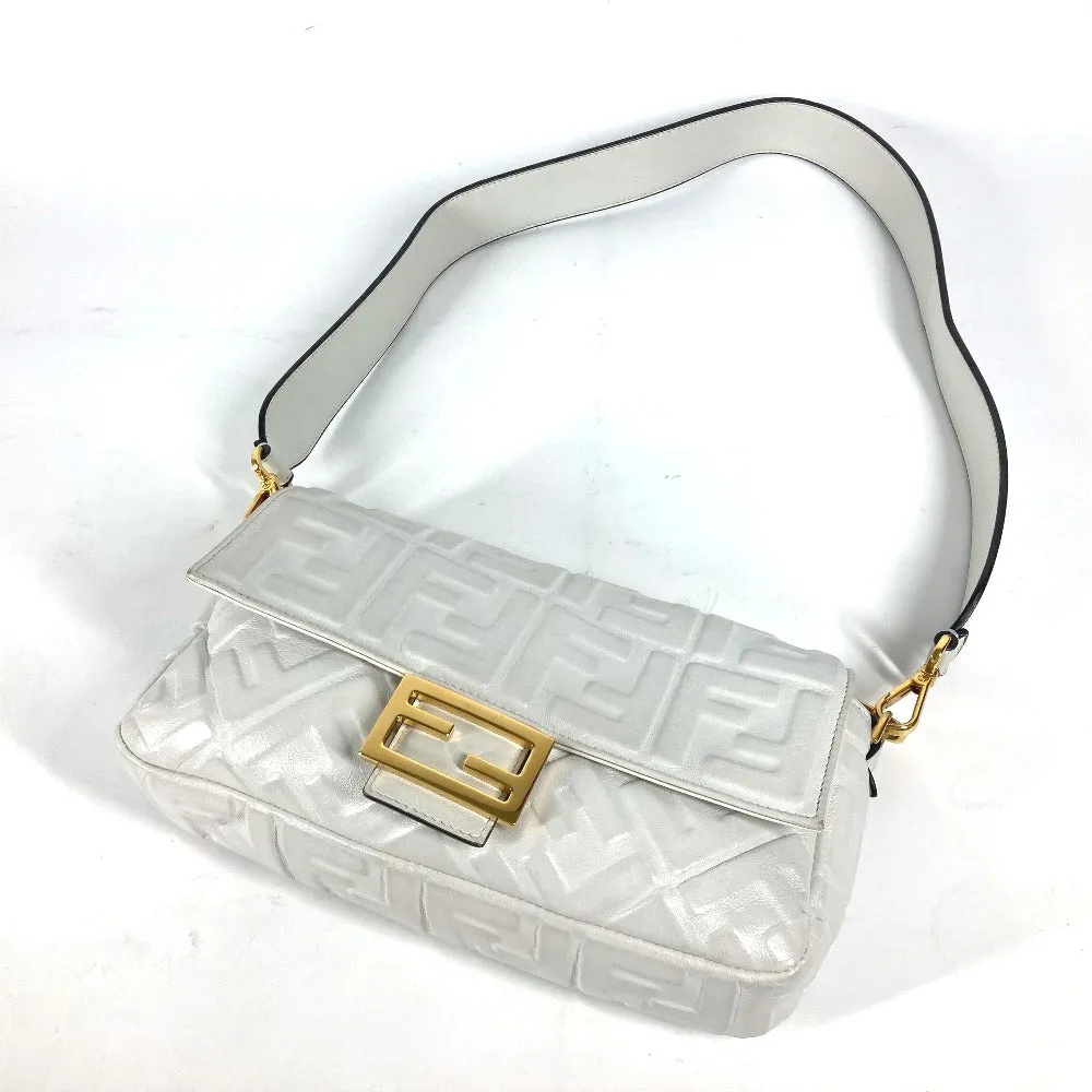 FENDI Shoulder Bag 8BR600 leather white Zucca Mamma Bucket