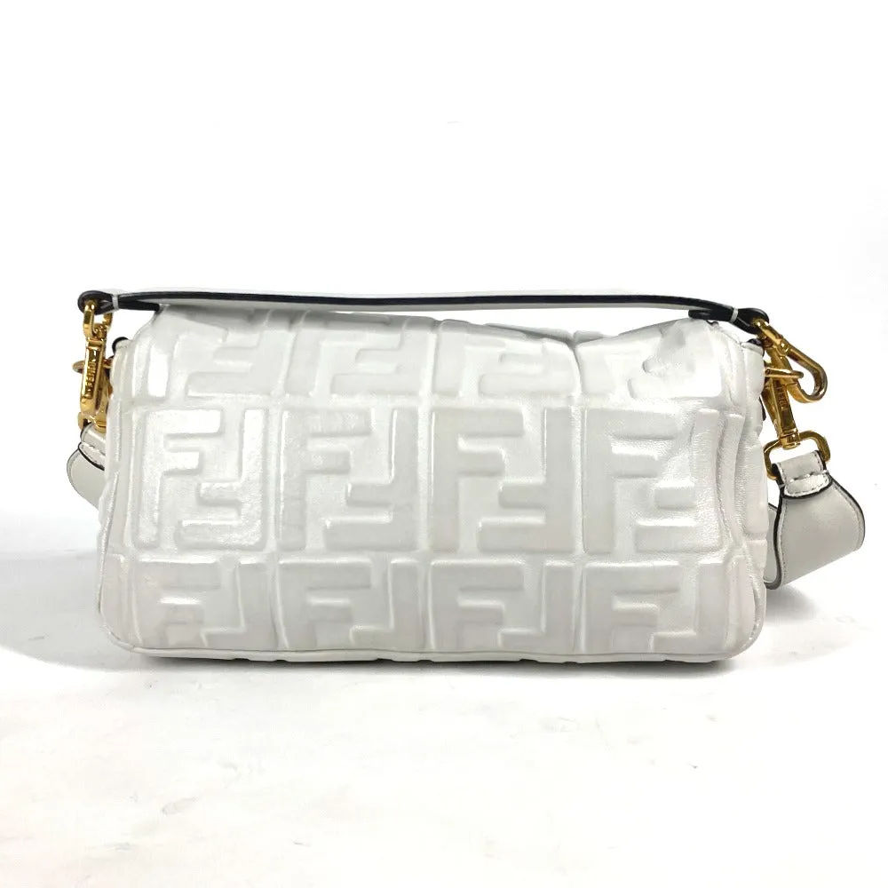 FENDI Shoulder Bag 8BR600 leather white Zucca Mamma Bucket