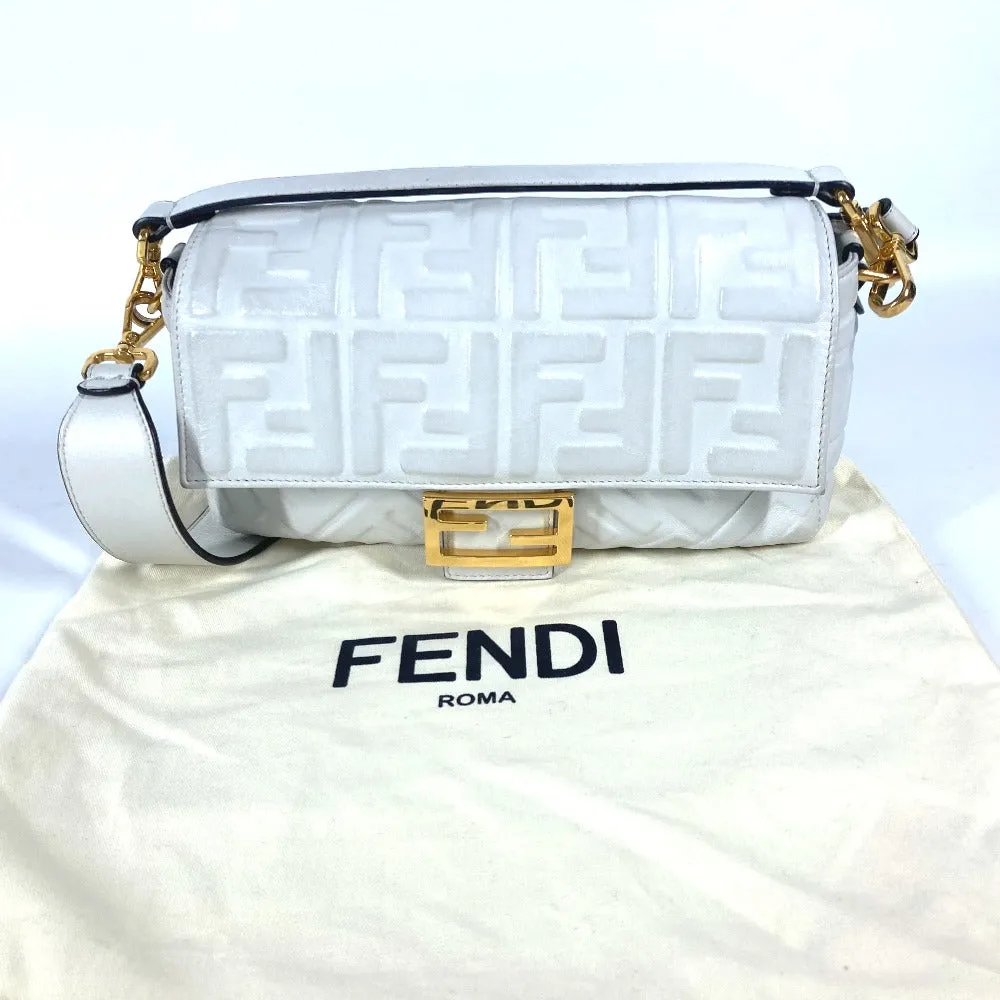 FENDI Shoulder Bag 8BR600 leather white Zucca Mamma Bucket