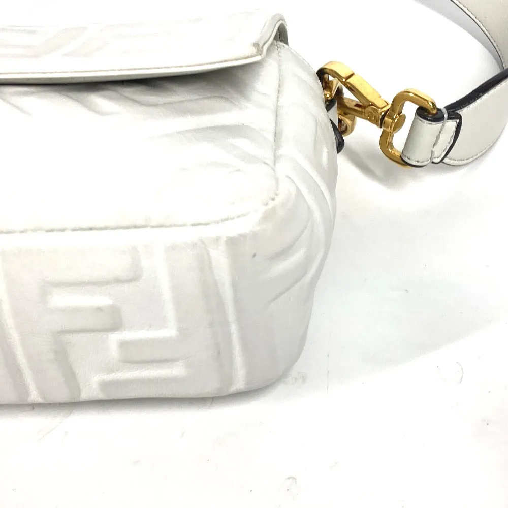 FENDI Shoulder Bag 8BR600 leather white Zucca Mamma Bucket