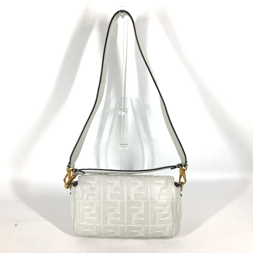 FENDI Shoulder Bag 8BR600 leather white Zucca Mamma Bucket