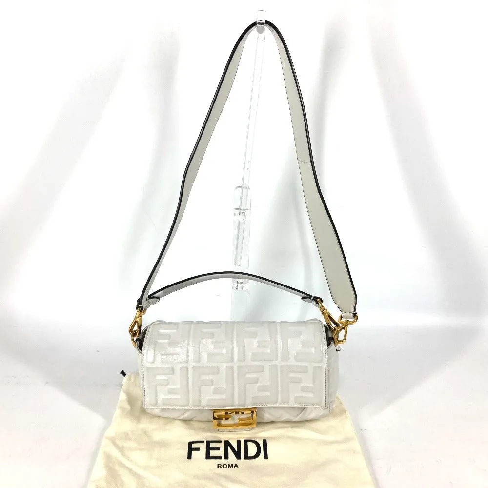 FENDI Shoulder Bag 8BR600 leather white Zucca Mamma Bucket