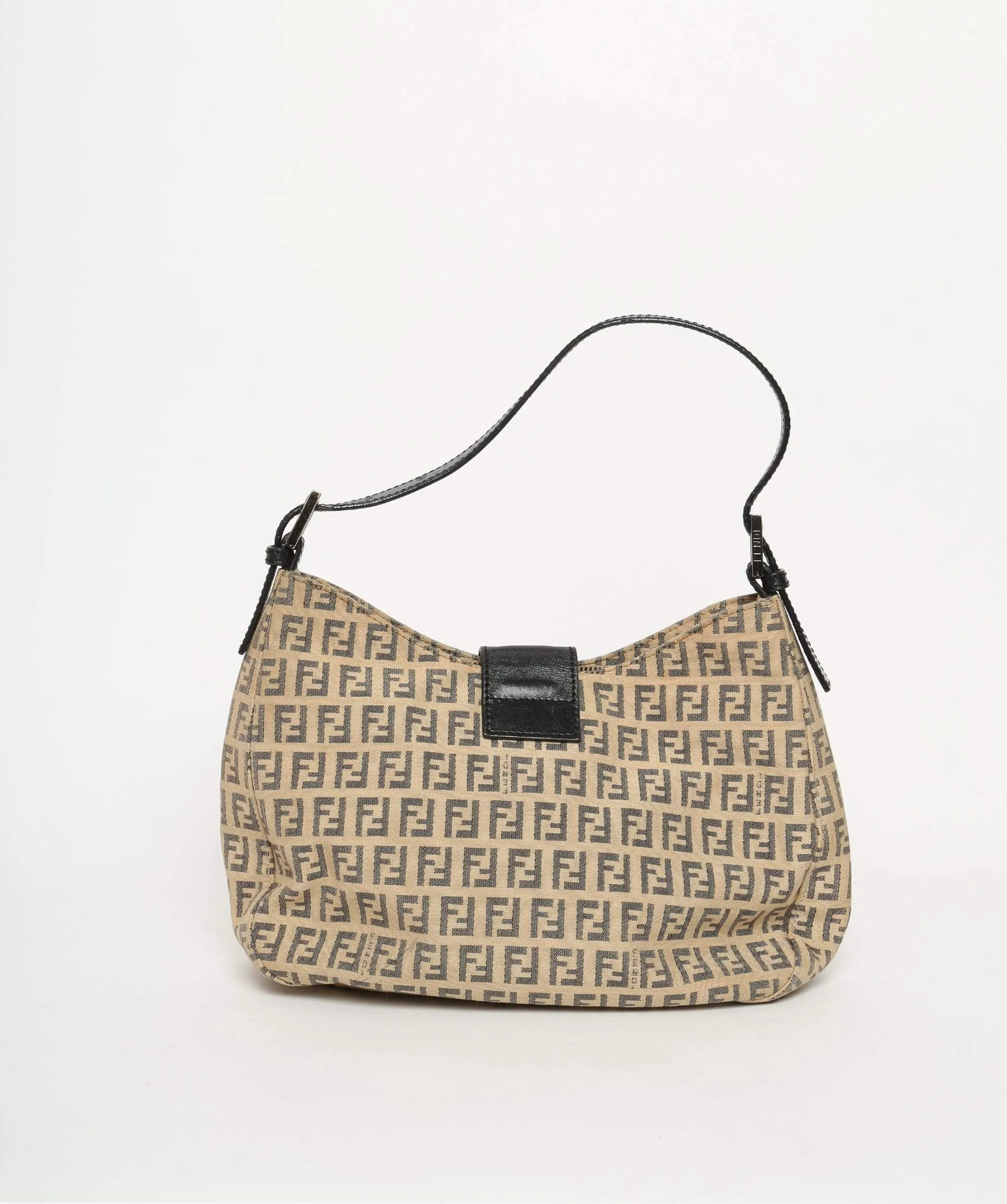 FENDI Zucchino Canvas Mamma Baguette Shoulder Bag Beige