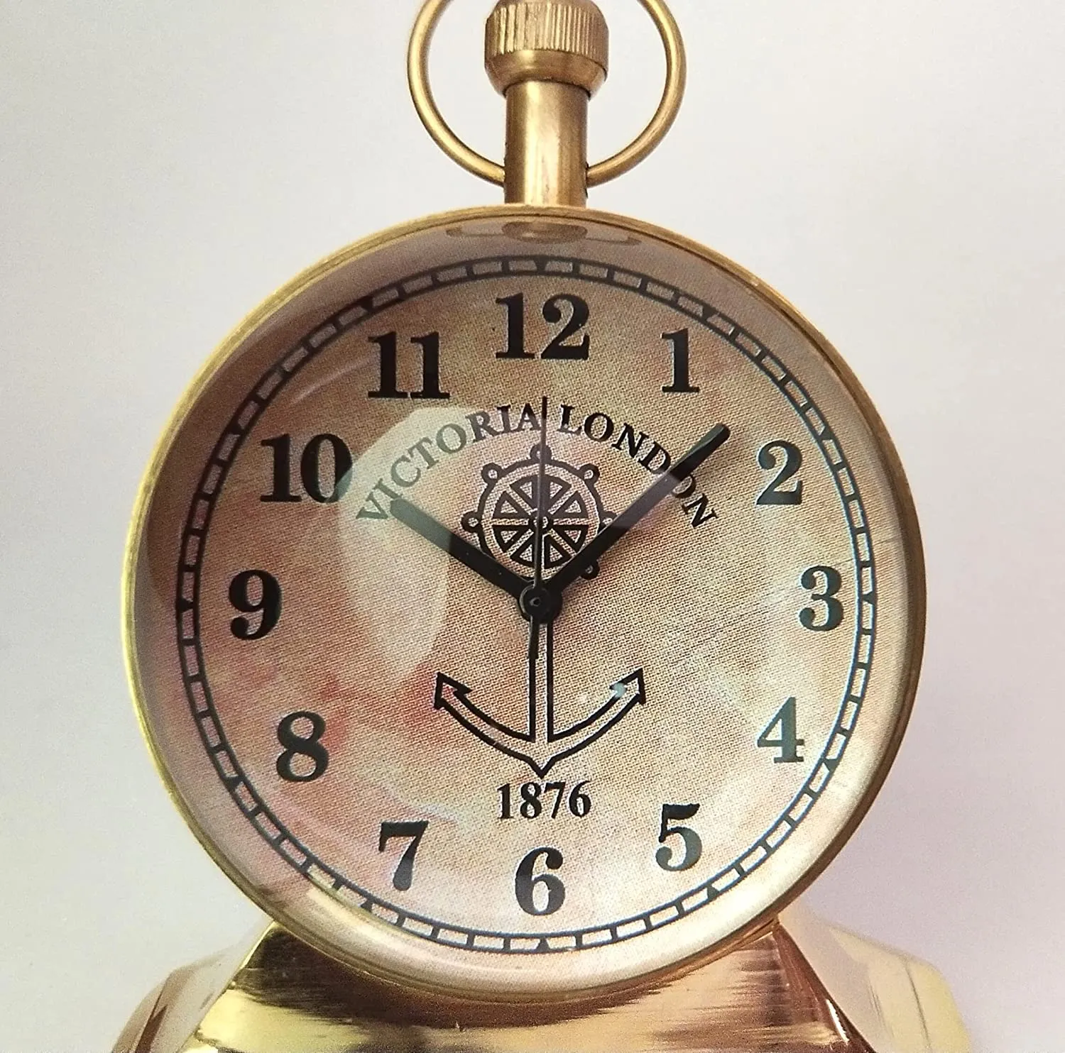 FH FamousHub| Handmade Brass 2 Inch Dial Size Antique Look Table Clock, Raised Up Dial 4 Inch Clock