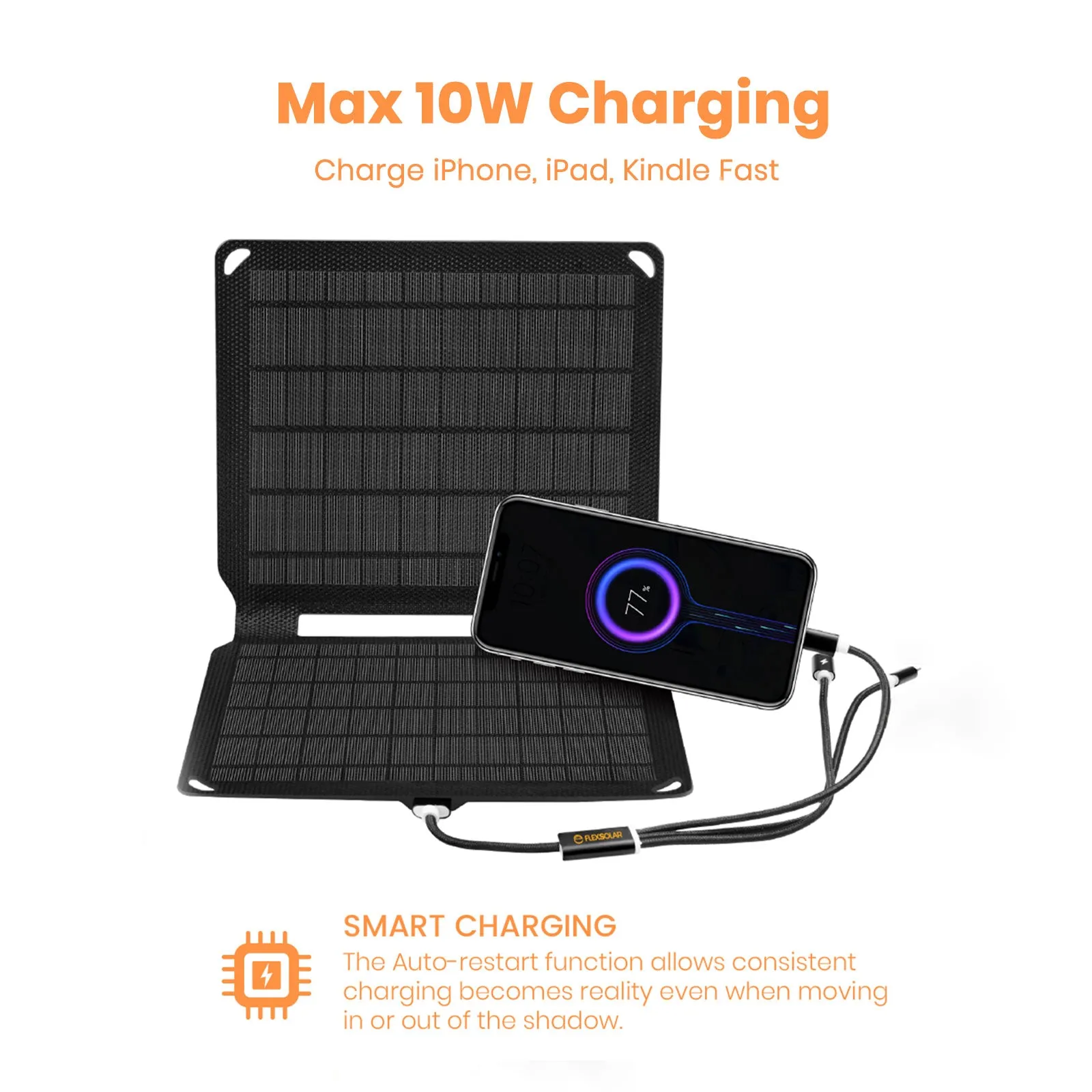 FlexSolar® E10 Portable USB Solar Charger | 5V/2A 10W Official Refurbished