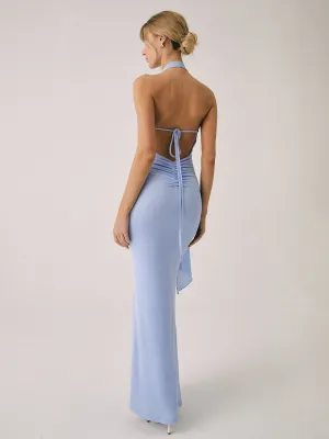 Floral Backless Graceful Knotted Long Dress