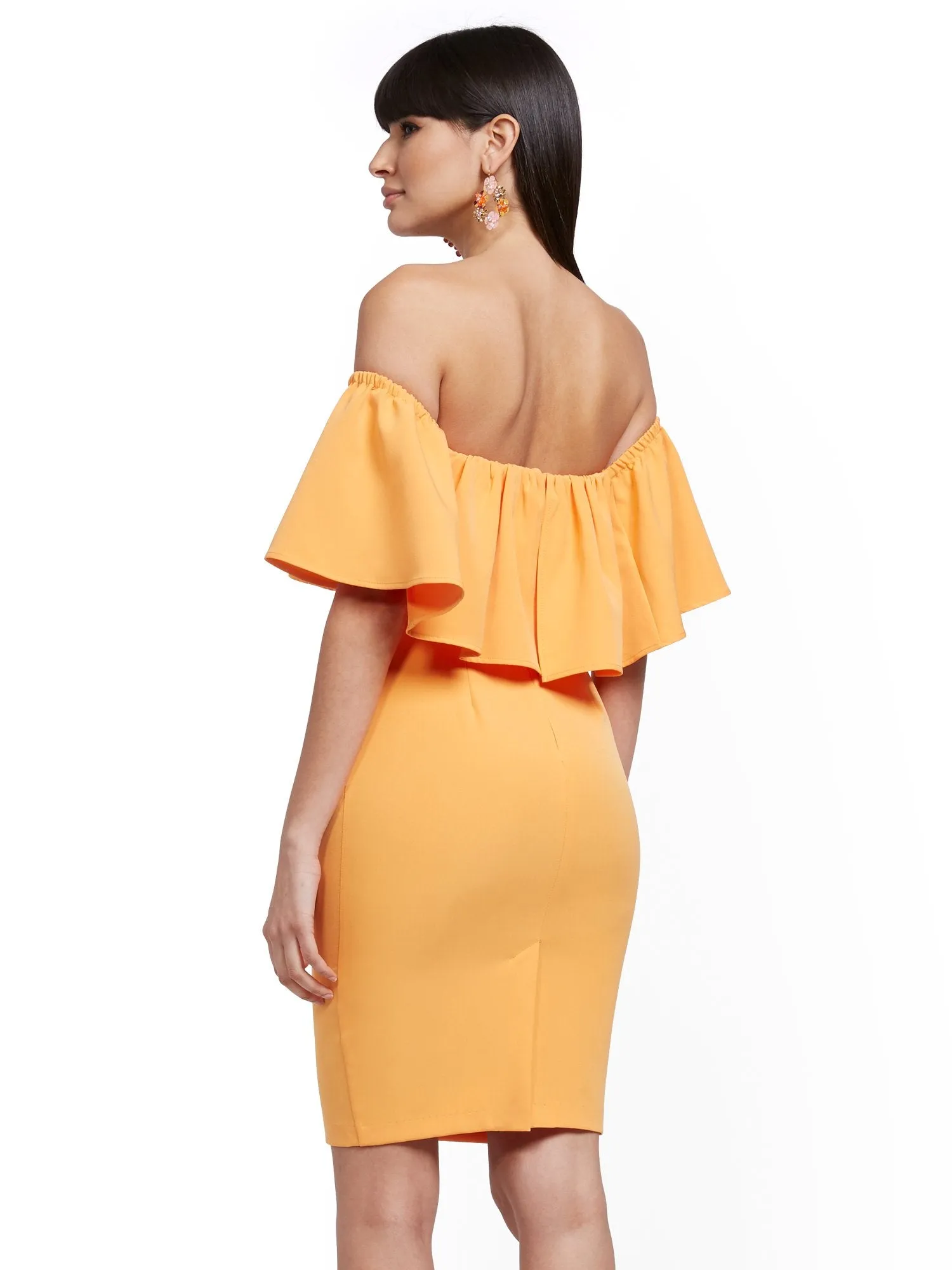 Flounced Off-The-Shoulder Sheath Dress