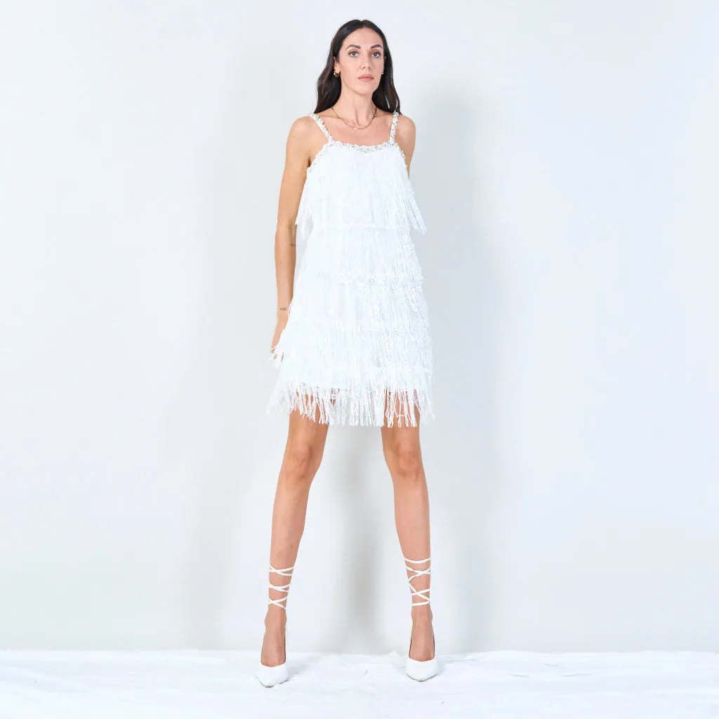 Fringe embellished mini dress wholesale